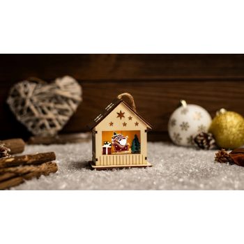   Tracon CHRKE1WW LED karácsonyi ablakdísz,ház,manó, elemes (X24026), Timer 6+18h, 1LED, 3000K, 1xCR2032