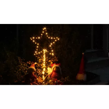   Tracon CHRSTO80WW Kerti LED világító csillag, elemes Timer 6+18h, 80LED, meleg fehér ( 3000K ) színhőmérséklettel, IP44, 3xAA ( CHRSTO80WW )