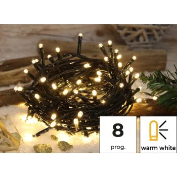   Tracon CHRSTOP200WW Karácsonyi programozható fényfüzér, kültéri/beltéri 230VAC, 5+20M, 200LED, 6W, meleg fehér ( 2600-2700K ) színhőmérséklettel, IP44 ( CHRSTOP200WW )