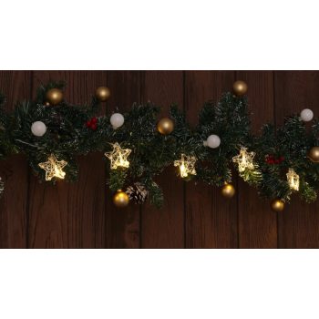   Tracon CHRSTSTA10WW LED karácsonyi lánc, csillag,fém, elemes Timer 6+18h,10LED, meleg fehér ( 3000K ) színhőmérséklettel, 2xAA ( CHRSTSTA10WW )