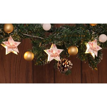   Tracon CHRSTSTPW10WW LED karácsonyi lánc, csillag,feliratos, fehér, elemes Timer 6+18h,10LED, meleg fehér ( 3000K ) színhőmérséklettel, 2xAA ( CHRSTSTPW10WW )