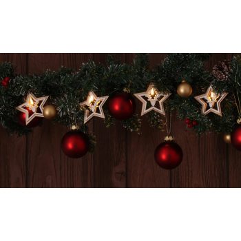   Tracon CHRSTSTW10WW LED karácsonyi lánc, csillag,szarvas, fa, elemes Timer 6+18h, 10LED, meleg fehér ( 3000K ) színhőmérséklettel, 2xAA ( CHRSTSTW10WW )