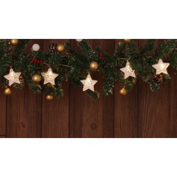   Tracon CHRSTSTWM10WW LED karácsonyi lánc, csillag,fehér, elemes Timer 6+18h,10LED, meleg fehér ( 3000K ) színhőmérséklettel, 2xAA ( CHRSTSTWM10WW )