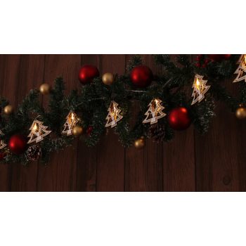   Tracon CHRSTTRW10WW LED karácsonyi lánc, fenyő, szarvas, fa, elemes Timer 6+18h,10LED, meleg fehér ( 3000K ) színhőmérséklettel, 2xAA ( CHRSTTRW10WW )