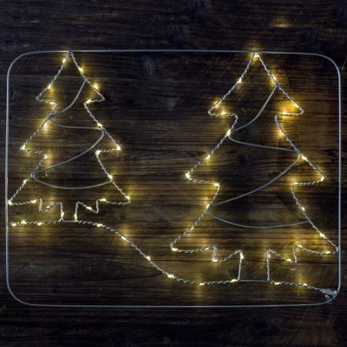 Tracon CHRTRWD60WW LED karácsonyi ablakdísz, fenyőfa, elemes Timer 6+18h, 60LED, meleg fehér ( 3000K ) színhőmérséklettel, 3xAAA ( CHRTRWD60WW )