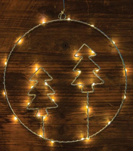 Tracon CHRWT30WW LED karácsonyi ablakdísz,fenyőfa,elemes Timer 6+18h, 30LED, 3000K, 3xAA ( CHRWT30WW )