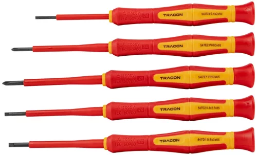 Tracon CSETP5 1000 V-ra szigetelt precíziós csavarhúzó szett AC 1000 V, 5pcs
