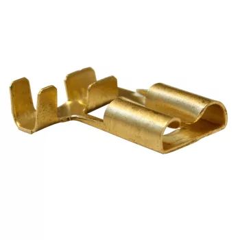   Tracon CSH09B, Szigeteletlen rátolható csatlakozó hüvely, ónozott réz, rögz.csapos 7,7×0,8mm, 1-2,5mm2, 90°