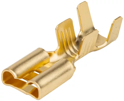 Tracon CSH6-2, Szigeteletlen rátolható csatlakozó hüvely, sárgaréz 6,3×0,8mm, 4-6mm2
