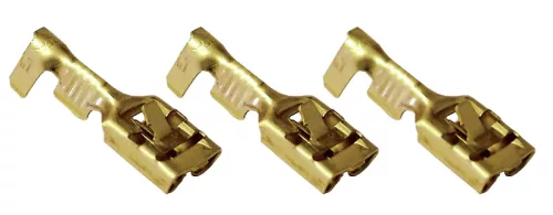 Tracon CSH6-B, Szigeteletlen rátolható csatlakozó hüvely, sárgaréz, rögz.csapos 6,3×0,8mm, 1-2,5mm2