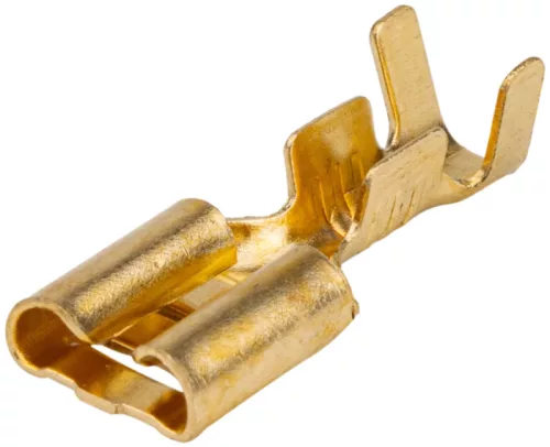 Tracon CSH6, Szigeteletlen rátolható csatlakozó hüvely, sárgaréz 6,3×0,8mm, 1-2,5mm2