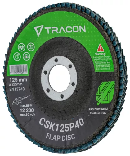 Tracon CSK125P40 Csiszolókorong 125x22mm, P40