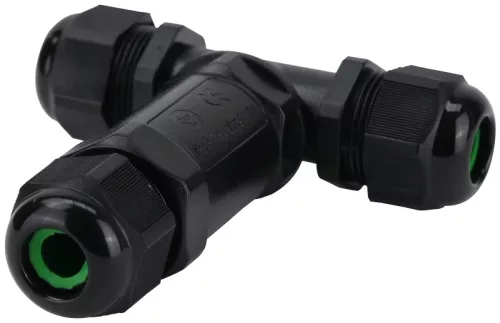 Tracon CST4-T, Tömítőszelencés kábeltoldó, T-elágazó 0.5-4 mm2, IP68, PC+PA6.6, 5P, 450VAC, 24A
