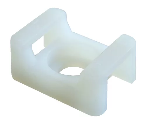 Tracon CSTALP-2 Csavarozható, 2oldalt fűzhető kábelkötegelő talp, natúr, 23×16mm, d=6,3mm, PA6.6