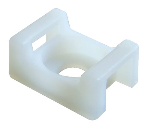 Tracon CSTALP-3 Csavarozható, 2oldalt fűzhető kábelkötegelő talp, natúr 12.8×7mm, d=3.3mm, PA6.6