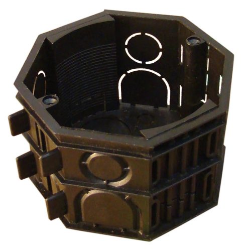Tracon D70/8, Perforált szerelvénydoboz süllyesztett, nyolcszögletű,fekete 72×72×46mm