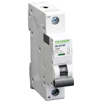   Tracon DC-1C-25, Egyenáramú kismegszakító PV rendszerekhez, 1 pólus, C kar. 25A, 220V DC