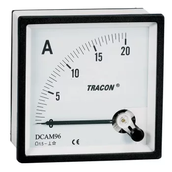  Tracon DCAM48-20, Analóg egyenáramú ampermérő közvetlen méréshez 48×48mm, 20A DC