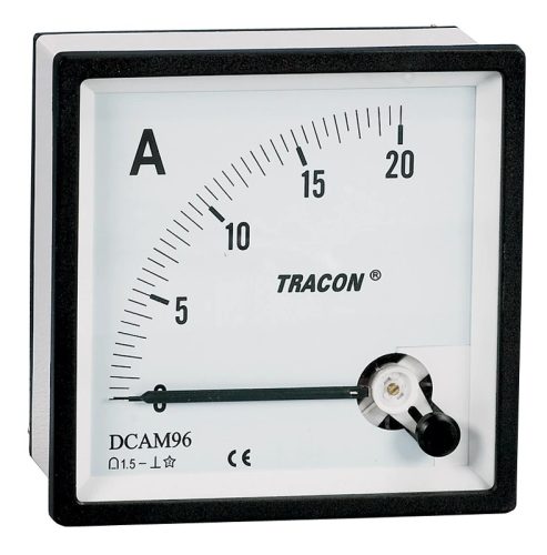 Tracon DCAM48-20, Analóg egyenáramú ampermérő közvetlen méréshez 48×48mm, 20A DC