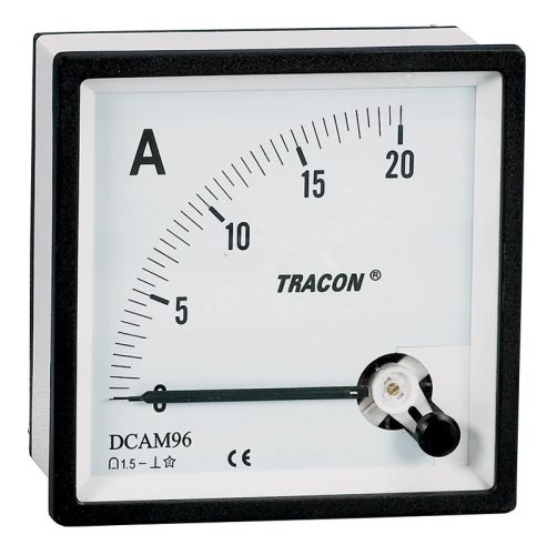 Tracon DCAM96-20, Analóg egyenáramú ampermérő közvetlen méréshez 96×96mm, 20A DC