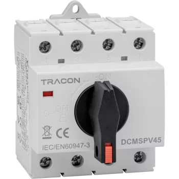 Tracon DCMSPV45 sorolható szakaszoló kapcsoló PV rendszerekhez, 1500VDC, Ith 45A, 4 pólusú