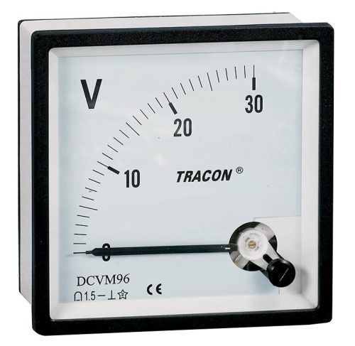 Tracon DCVM48-30, Analóg egyenáramú voltmérő 48×48mm, 30V DC