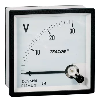   Tracon DCVM48-400, Analóg egyenáramú voltmérő 48×48mm, 450V DC