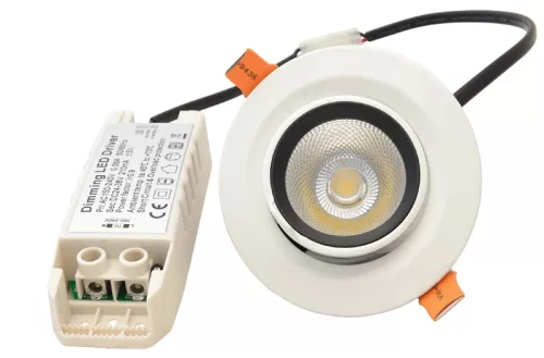 Tracon DLCOBA10W, Beépíthető álmennyezeti LED lámpatest, forgatható 200-240VAC, 10 W, 800 lm, 4000 K, IP40,