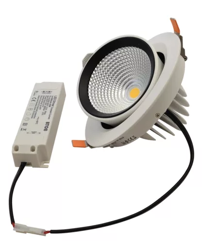 Tracon DLCOBA35WW, Beépíthető álmennyezeti LED lámpatest, forgatható 230 V, 50 Hz, 35 W, 3250 lm, 2700 K,