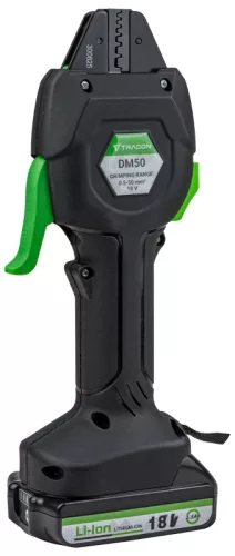 Tracon DM50 Akkumulátoros présszerszám 0.5-50mm2, 1440g, 16kN, 2xLi-ion, 18V, 2500mAh