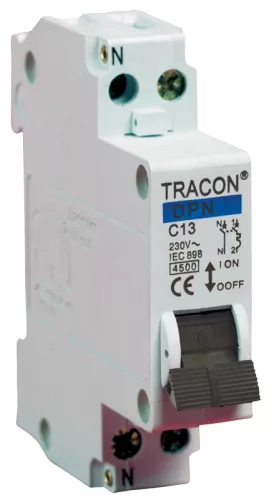 Tracon DPN-C-10, Kismegszakító, 1+N pólus, C karakterisztika 10A, 4,5kA