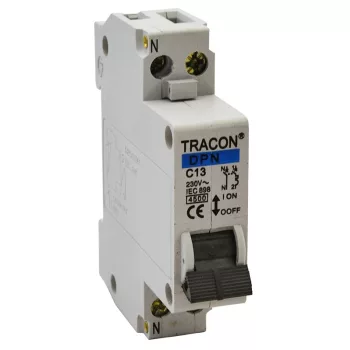   Tracon DPN-C-13, Kismegszakító, 1+N pólus, C karakterisztika 13A, 4,5kA