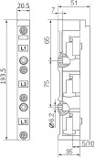 Tracon DSBH3P Gyűjtősíntartó 3P, 60 mm, 5,10mm 3P, 60 mm, 20x192x51 mm, (12, 20, 30x5,10 mm)
