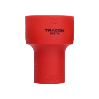 Tracon DSET16-22 1000V-ra szigetelt dugókulcs fej, 3/8 col, 22 mm, feszültség alatti munkához