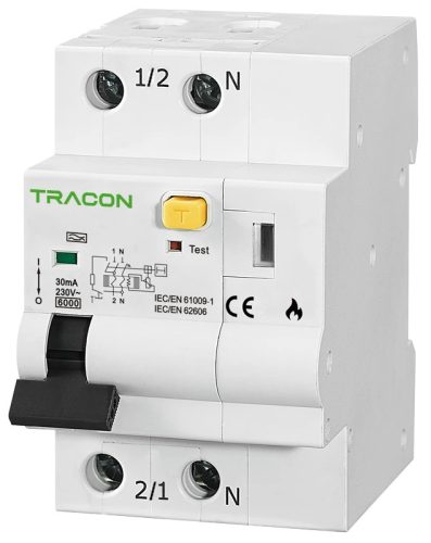 Tracon EARC2B603 AFDD Ív kisülés érzékelő, MCB,RCD B6A, 30 mA, 6kA, A