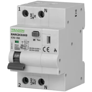  Tracon EARC2C2503 AFDD Ív kisülés érzékelő, MCB,RCD C25A, 30 mA, 6kA, A