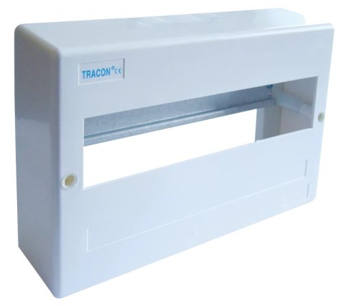 Tracon EDFK-12/1AN Műanyag kiselosztó, ajtó nélkül, 12 modul, IP40, falon kívüli, N/PE sínnel