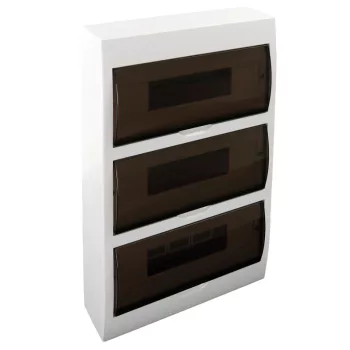   Tracon EDFK-14/3, Falon kívüli elosztódoboz füstszínű ajtóval, N/PE sínnel 3×14 (42) modul, IP40, (H×W×D=475×310×85mm)