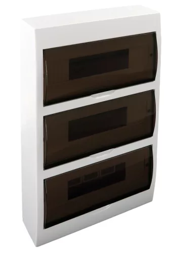 Tracon EDFK-14/3, Falon kívüli elosztódoboz füstszínű ajtóval, N/PE sínnel 3×14 (42) modul, IP40, (H×W×D=475×310×85mm)
