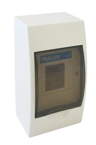 Tracon EDFK-4/1 Műanyag kiselosztó, 4 modul, 1 sor, füstszínű ajtóval, IP40, falon kívüli