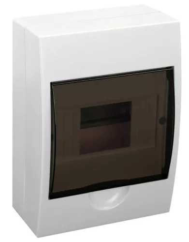 Tracon EDFK-6/1 Műanyag kiselosztó, 6 modul, 1 sor, füstszínű ajtóval, IP40, falon kívüli