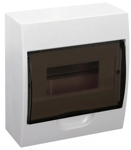 Tracon EDFK-8/1 Műanyag kiselosztó, 8 modul, 1 sor, füstszínű ajtóval, IP40, falon kívüli