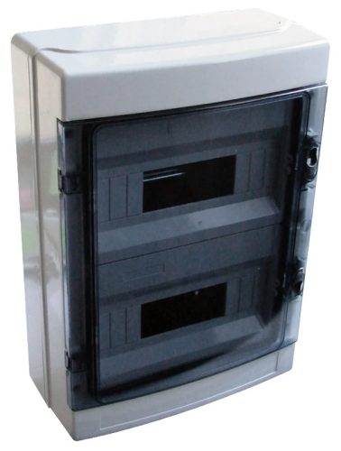 Tracon EDFKIP65-12/2 Műanyag kiselosztó, 24 modul, 2 sor, átlátszó ajtóval, IP65, falon kívüli
