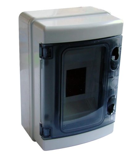 Tracon EDFKIP65-4/1 Műanyag kiselosztó, 4 modul, 1 sor, átlátszó ajtóval, IP65, falon kívüli