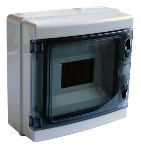 Tracon EDFKIP65-8/1 Műanyag kiselosztó, 8 modul, 1 sor, átlátszó ajtóval, IP65, falon kívüli