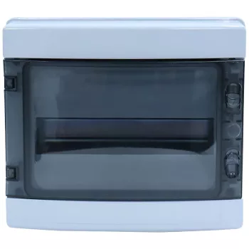   Tracon EDFKIP65N121 Falon kívüli elosztódoboz, átlátszó ajtóval, N/PE sínnel 1×12 mod, H×W×D=259×298×140mm, IP65, 1000VAC, 1500 VDC