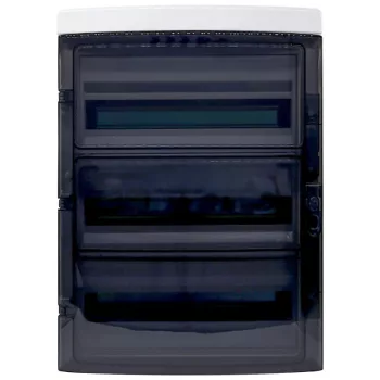   Tracon EDFKIP65N183 Falon kívüli elosztódoboz, átlátszó ajtóval, N/PE sínnel 3×18 mod, H×W×D=595.3×414.25×148mm, IP65,1000 VAC, 1500 VDC