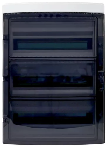 Tracon EDFKIP65N183 Falon kívüli elosztódoboz, átlátszó ajtóval, N/PE sínnel 3×18 mod, H×W×D=595.3×414.25×148mm, IP65,1000 VAC, 1500 VDC