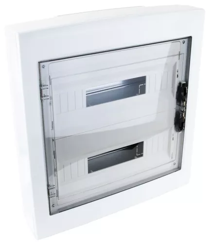 Tracon EDFKS-18/2 Műanyag kiselosztó, 36 modul, 2 sor, füstszínű sík ajtóval, IP40, falon kívüli