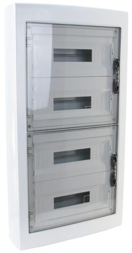 Tracon EDFKS-18/4 Műanyag kiselosztó, 72 modul, 4 sor, füstszínű sík ajtóval, IP40, falon kívüli